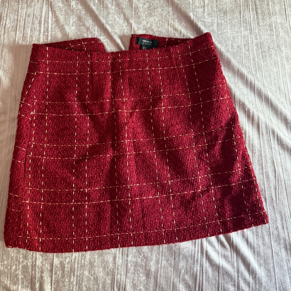 Forever 21 Textured Red Skirt